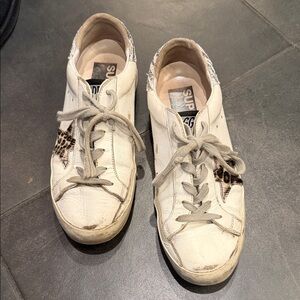 Golden Goose White and Brown Sneakers EU38